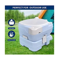 SereneLife 15-Liter Outdoor Portable Toilet with Extra Large Seat, Moonwhite