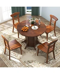 Gouun Round Dining Table with Pedestal Base for 4-6 People