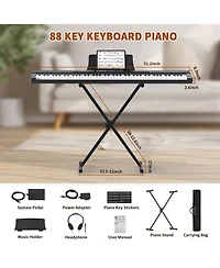 Skonyon 88 Key Digital Piano Keyboard Portable Electric Piano with 8 Accessories