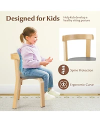 Gouun 5-Piece Kids Wooden Curved Back Activity Table and Chair Set withToy Bricks