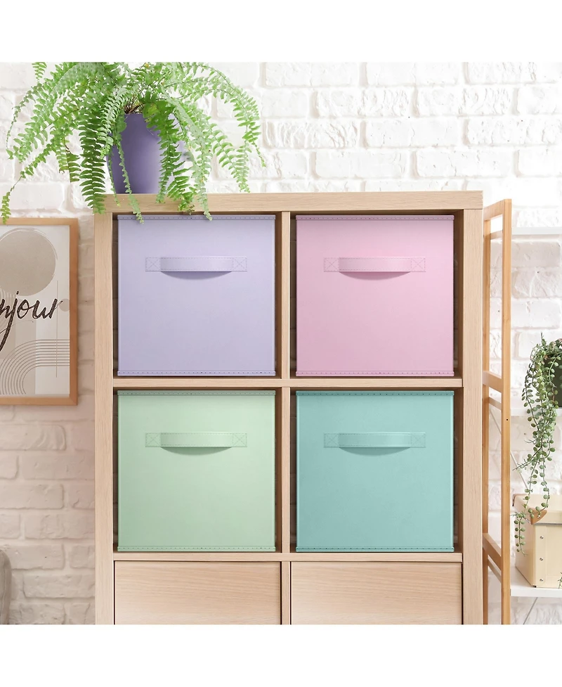 Sorbus 11 Inch 4 Pack Foldable Fabric Storage Cube Bins with Handles
