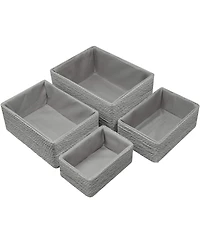 Sorbus Storage Baskets 4-Piece Set - Stackable Woven Basket Paper Rope Bin Boxes for Makeup, Office Supplies, Bedroom, Closet