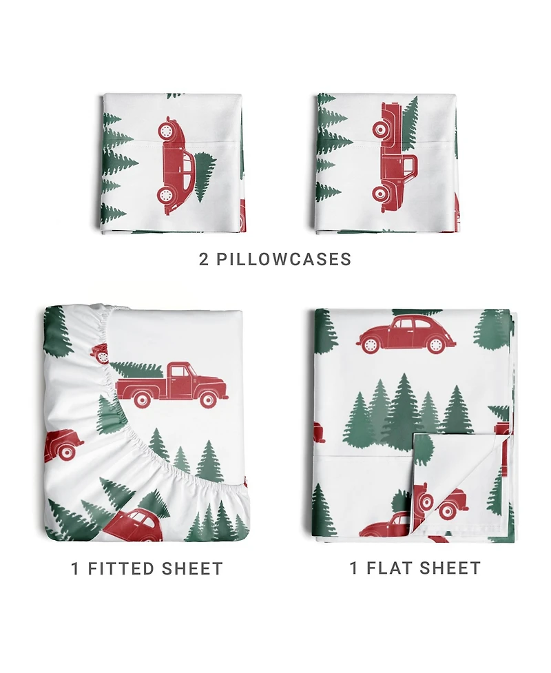 Christmas 4 Piece Microfiber Sheet Set (King