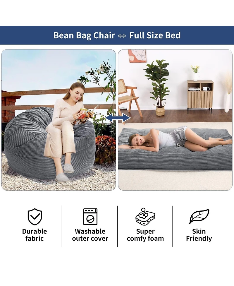 gaomon Bean Bag Chair for Adults, Giant Bean Bag Bed