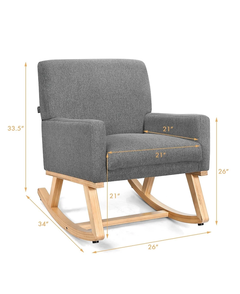 Gouun Upholstered Rocking Chair with and Solid Wood Base