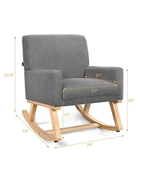 Gouun Upholstered Rocking Chair with and Solid Wood Base
