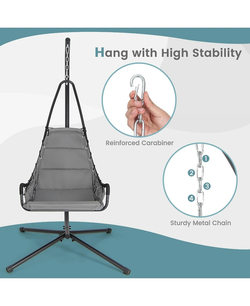 Gouun Hanging Chair with Stand and Extra Large Padded Seat