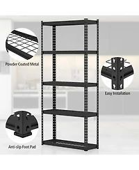 Gouun 5-Tier Metal Shelving Unit with Anti-slip Foot Pad Height Adjustable Shelves for Garage-s
