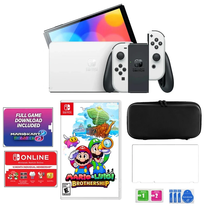 Switch Oled MarioKart 8 Bundle with Accessories & Brothership