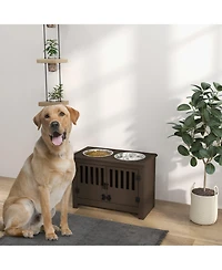 PawHut Dog Food Storage Cabinet with Bowls & Feeding Station,