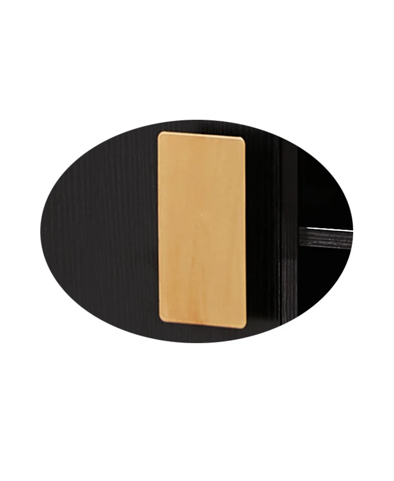 Kings Brand Furniture - Grant Accent Cabinet Side End Table, Bedside Nightstand for Bedroom Living Room, Black/Gold