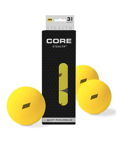 Core Pickleball Stealth Pickleball Balls - Quiet Outdoor & Indoor Pickleball Balls (Set of 3)