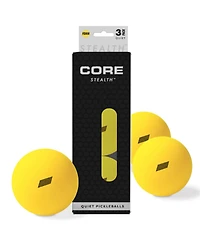 Core Pickleball Stealth Pickleball Balls - Quiet Outdoor & Indoor Pickleball Balls (Set of 3)