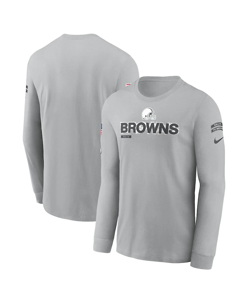 Nike Men's Gray Cleveland Browns 2024 Salute To Service Long Sleeve T-Shirt