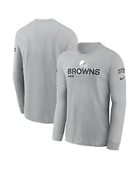 Nike Men's Gray Cleveland Browns 2024 Salute To Service Long Sleeve T-Shirt