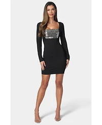 Bebe Women's Beaded Bodice Mini Dress