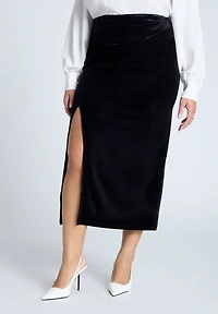 Eloquii Women's Velvet Maxi Skirt With Slit