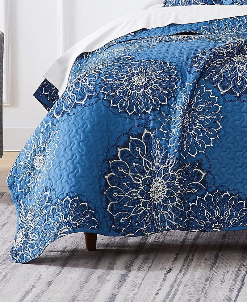 Southshore Fine Linens Midnight Floral 6-Pc. Quilt Set, King/California King