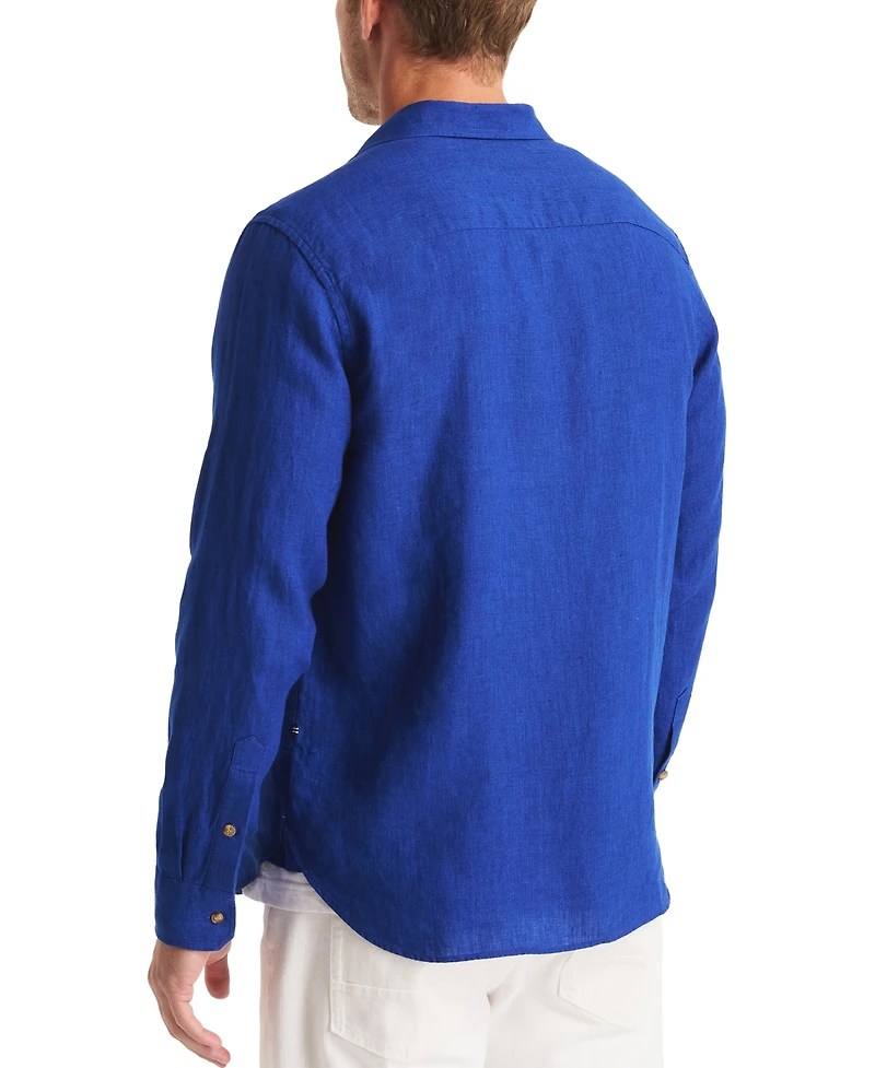 Nautica Men's Linen Solid-Color Classic-Fit Long-Sleeve Shirt