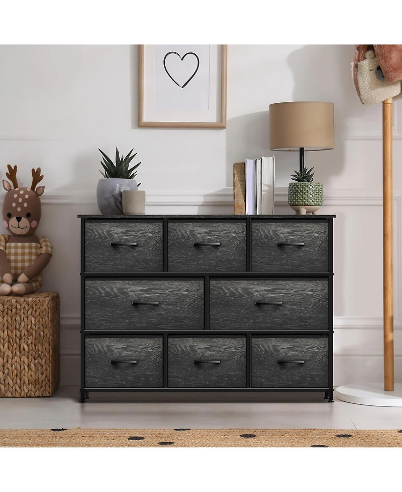 Sorbus 8 Drawers Wide Dresser - Organizer Unit with Steel Frame Wood Top and handle, Fabric Bins Amazing for household decluttering