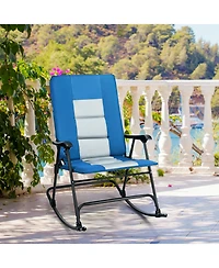 Gouun Foldable Rocking Padded Portable Camping Chair with Backrest and Armrest