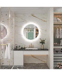 keonjinn Round Frontlit Led Bathroom Mirror with Brightness adjustment, Fog-free Function