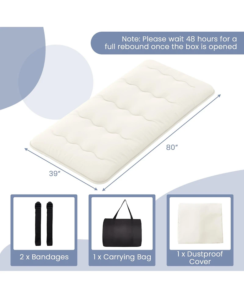 Gouun Twin Futon Mattress Floor Sleeping Pad with Washable Cover-Twin Size