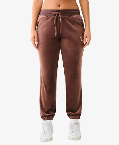True Religion Women's Lurex Velour Jogger Pants