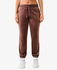 True Religion Women's Lurex Velour Jogger Pants