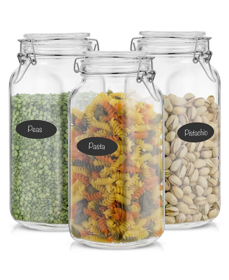 JoyJolt Airtight Set of 3 Glass Jars Storage Canister