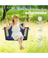 Gouun Single Person Hanging Seat with Woven Rattan Backrest for Backyard