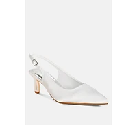 Vinca Satin Pointed Toe Slingbacks