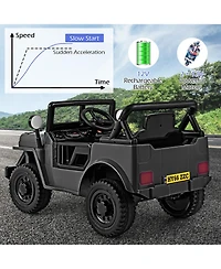 Gymax 12V Kids Ride on Truck Car w/Remote Control Threaded Wheels 3 Speeds Led Lights