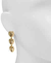 Patricia Nash Gold-Tone Sunray Texture Triple Heart Drop Earrings