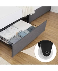 gaomon Bed Frame with Adjustable Velvet Headboard, Upholstered Bed Frame with 4 Storage Drawers, Noise-Free, No Box Spring Needed, Easy Assembly Queen