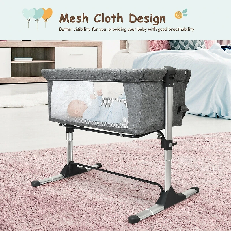 Gouun Boys Travel Portable Bed Side Sleeper Bassinet Crib with Carrying Bag
