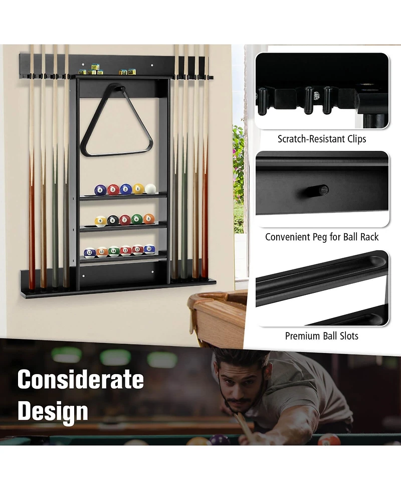 Gouun Wall-mounted Billiards Pool Cue Rack Only