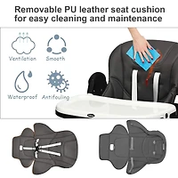 Gouun Foldable Baby High Chair with Adjustable Height, Backrest, and Detachable Tray