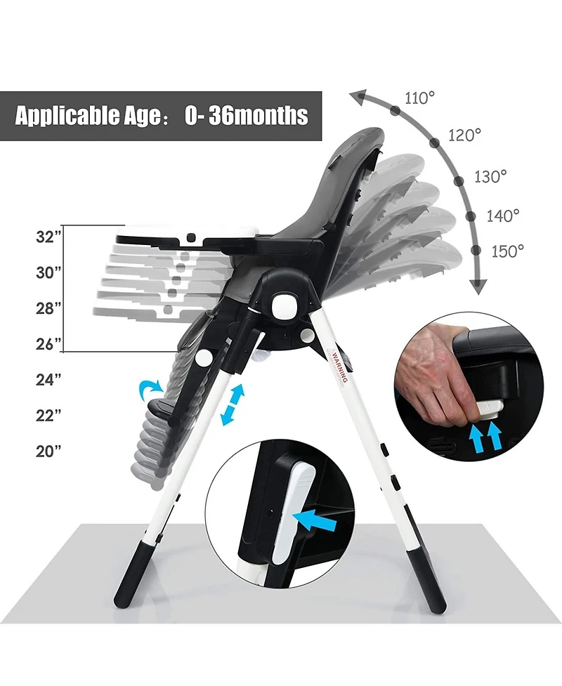 Gouun 4-in-1 High Chair–Booster Seat with Adjustable Height and Recline