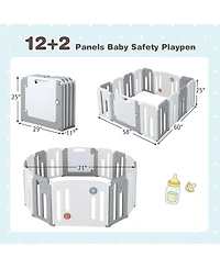 Gouun Kids 14 Panels Safety Activity Play Center with Drawing Board