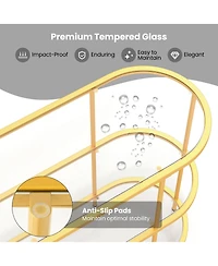 Gouun 3 Tier Tv Stand Console Table with Tempered Glass Shelves for Living Room