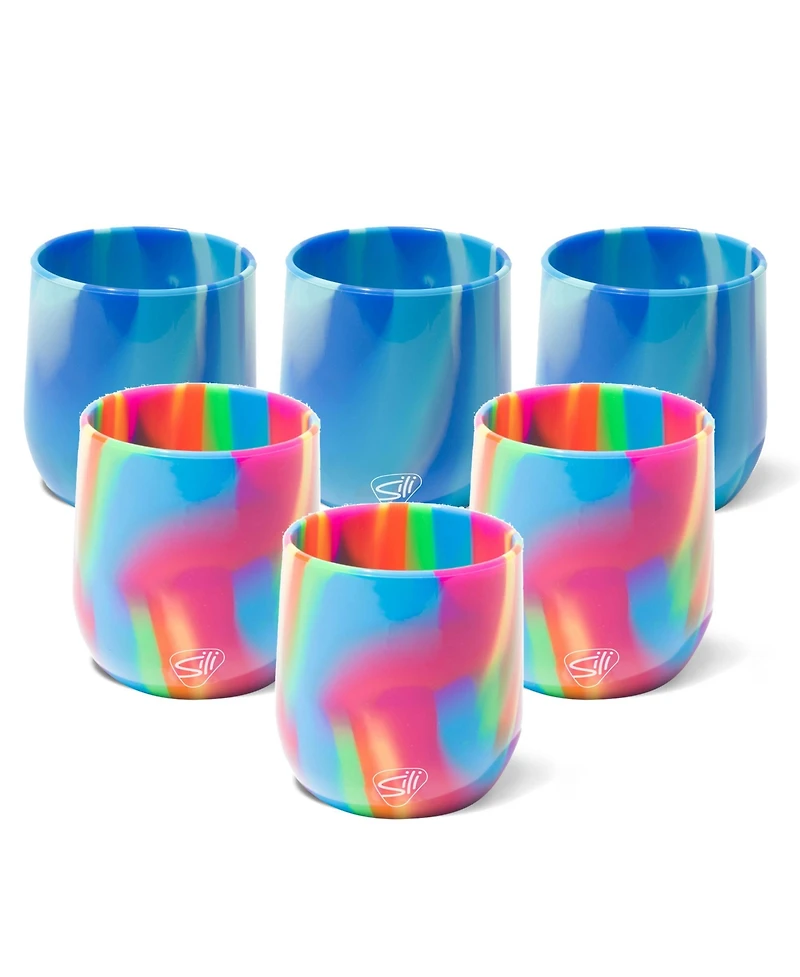 Stemless Wine Glasses 12oz: 6 pk - (3) Hippie Hops & (3) Arctic Sky