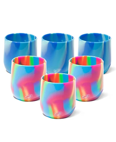 Stemless Wine Glasses 12oz: 6 pk - (3) Hippie Hops & (3) Arctic Sky