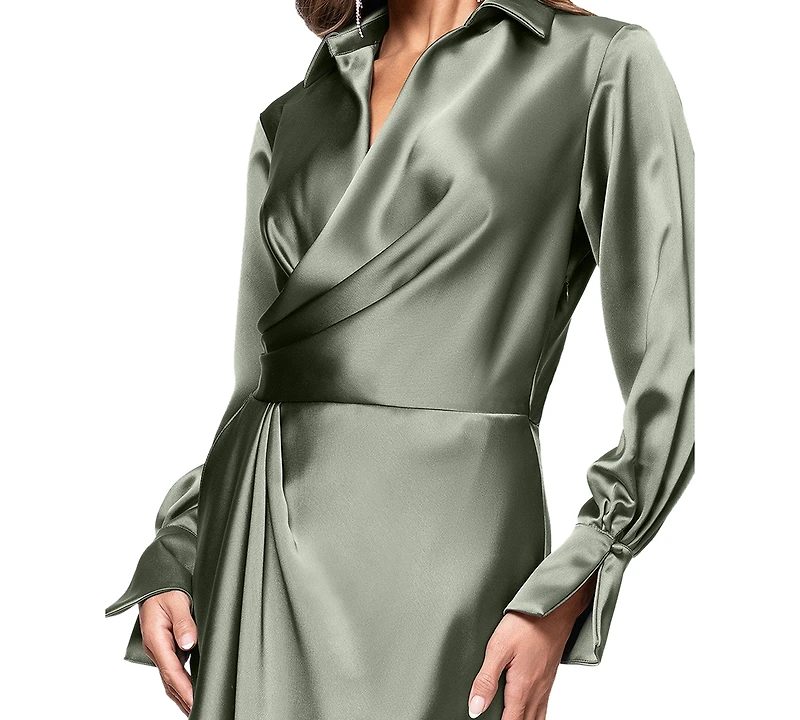 Xscape Women's Satin Shirtdress Gown