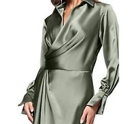 Xscape Women's Satin Shirtdress Gown