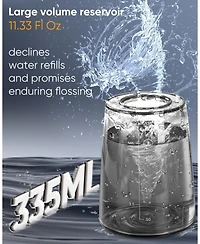 MySmile LP221 Uvc Sterilizable Cordless Water Flosser 335ML Tank Oled Display Dental with 4 Modes 8 Jet Tips & Storage Pouch for Home Travel