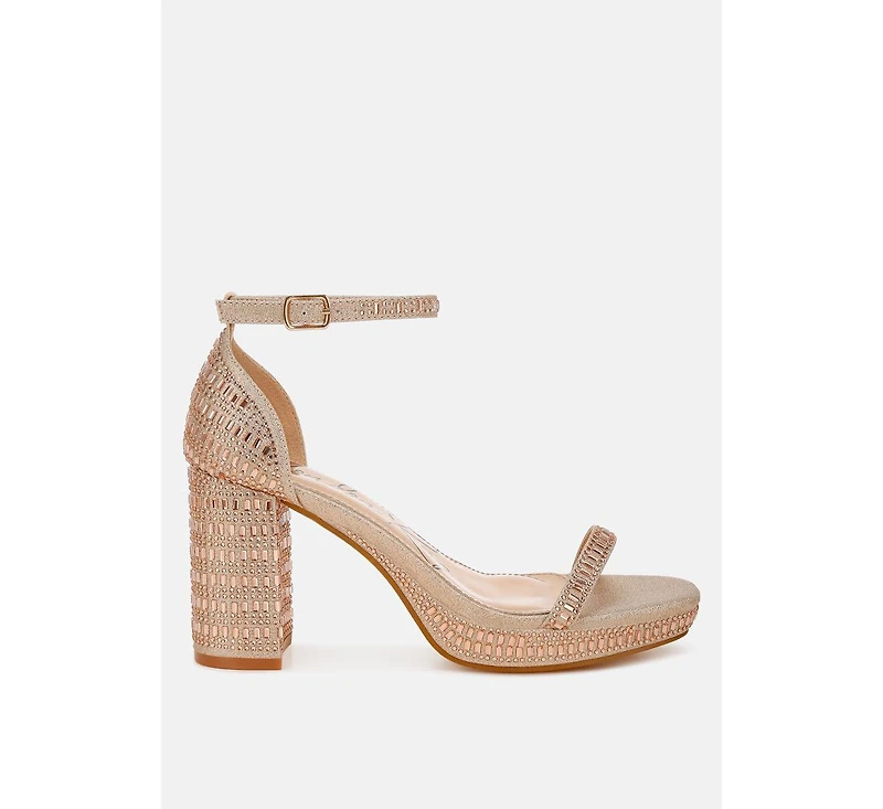 Ronan Rhinestones Embellished Block Sandals Women