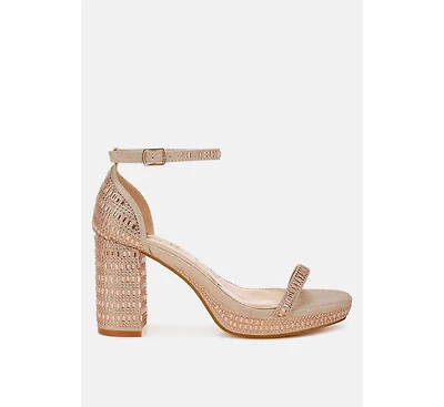 Ronan Rhinestones Embellished Block Sandals Women