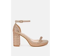 Ronan Rhinestones Embellished Block Sandals Women