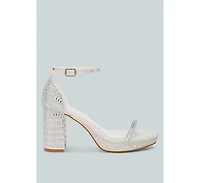 Ronan Rhinestones Embellished Block Sandals Women